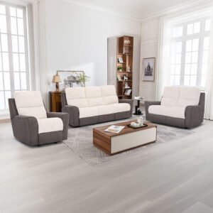 Trifecta 3+2+1 Fabric Power Glider Recliner - Light Beige / Brown