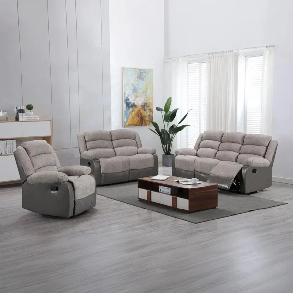 Greensboro 3+2+1 Fabric Manual Motion Recliner - Dark Grey