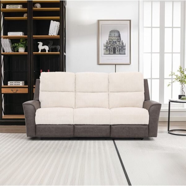 Trifecta 3+2+1 Fabric Power Glider Recliner - Light Beige / Brown