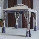Delight Steel Gazebo with Curtain - Grey - 2.7x2.7 M
