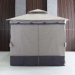 Delight Steel Gazebo with Curtain - Grey - 2.7x2.7 M