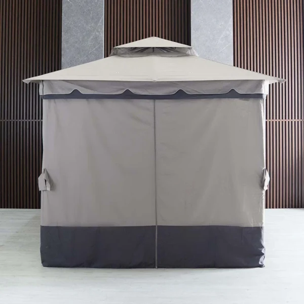 Delight Steel Gazebo with Curtain - Grey - 2.7x2.7 M