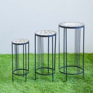 Nesting Stool – Set of 3 – Mosaic Design - 30X30X66CM, 25X25X57, 20X20X48CM