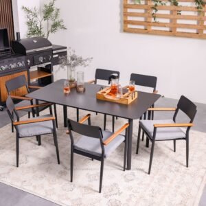 Sylas 1 + 6-Seater Dining Set - Grey/Black