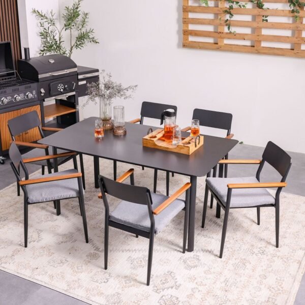 Sylas 1 + 6-Seater Dining Set - Grey/Black