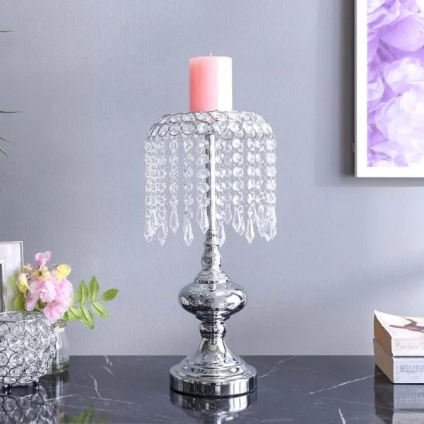 Aleeza Pillar Candle Holder Chrome 20x20x43 Cm