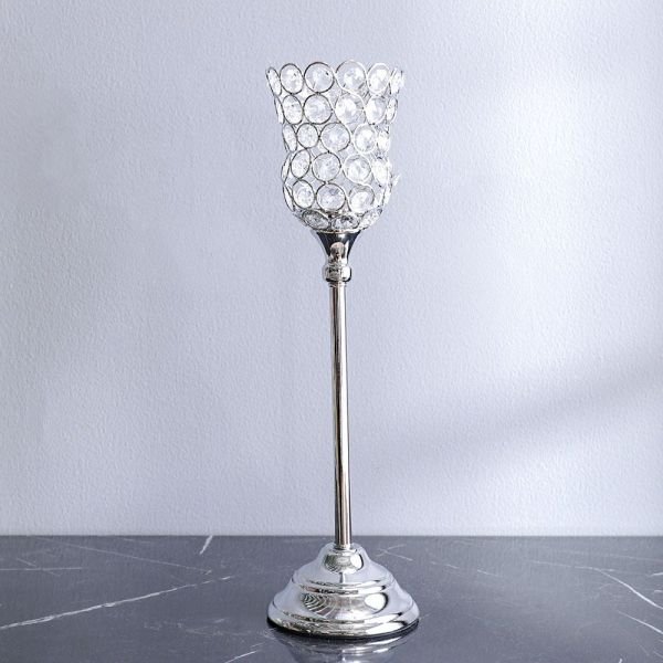 Aleeza Candle Holder Chrome 10.5x10.5x42 Cm