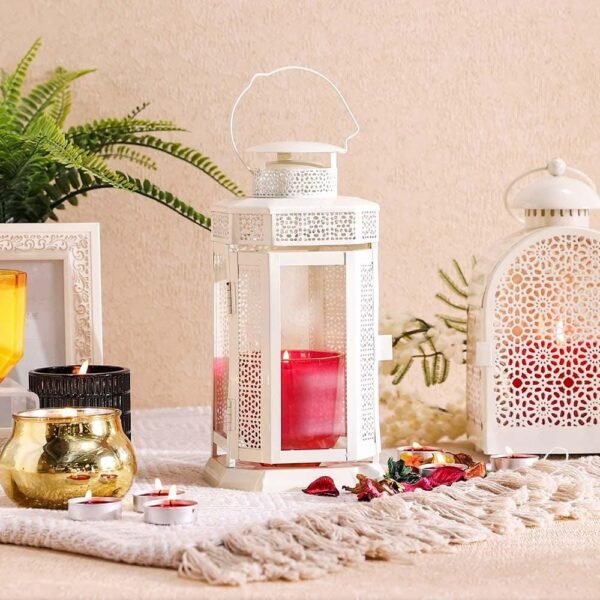 Sahara Decorative Filigree Lantern - White