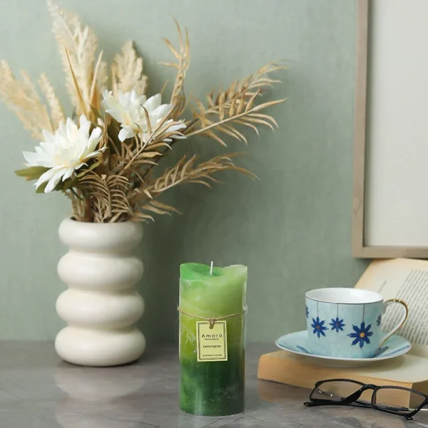 1 / 3 Double-click to zoom in Amara Scented Pillar Candle - Lemongrass