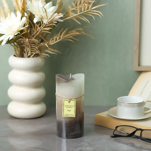 Amara Scented Pillar Candle - Sage