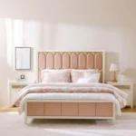 Hernan 180x200 King Bed - White Glossy/Golden