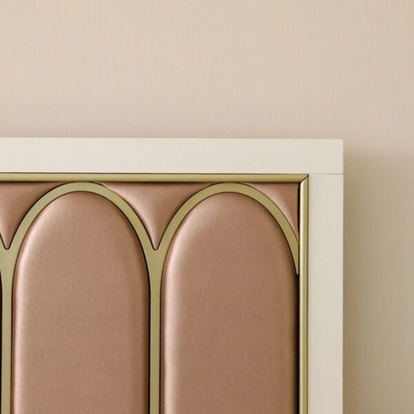 Hernan 180x200 King Bed - White Glossy/Golden