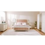 Hernan 180x200 King Bed - White Glossy/Golden