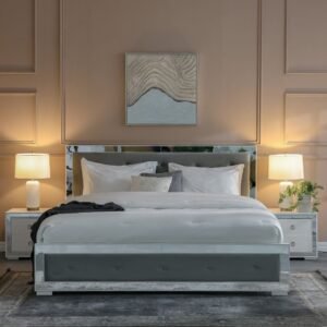 Ezekiel 180x200 King Bed - White/Silver