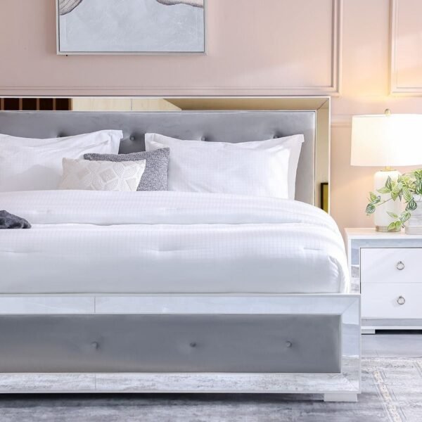 Ezekiel 180x200 King Bed - White/Silver