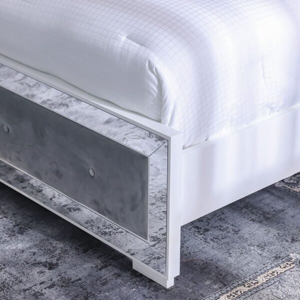 Ezekiel 180x200 King Bed - White/Silver