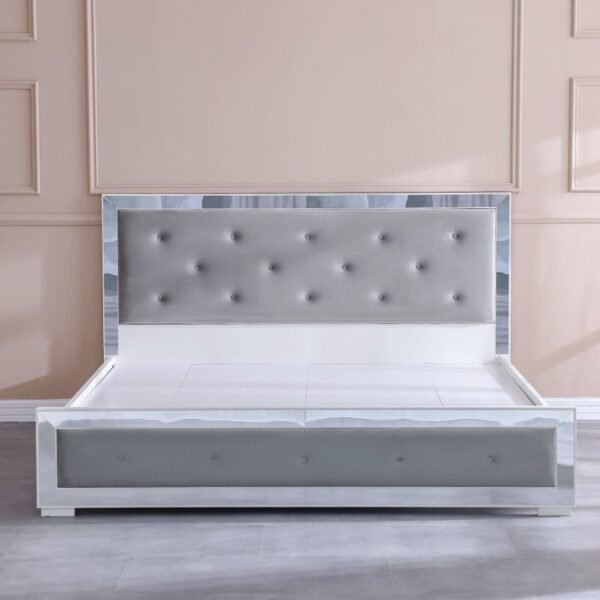 Ezekiel 180x200 King Bed - White/Silver