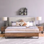 Norden 180x200 King Bed - Beige/Walnut