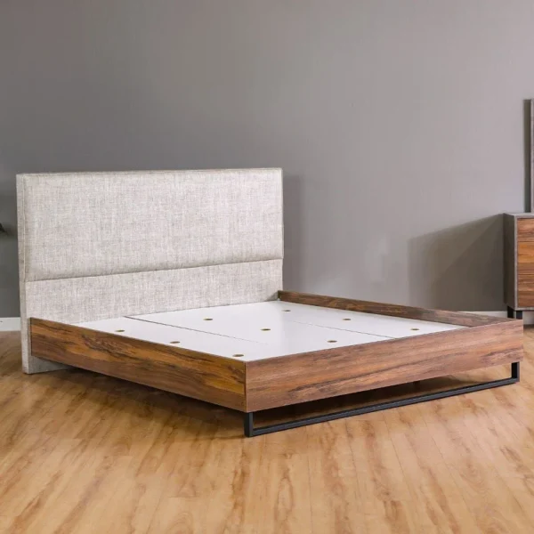 Norden 180x200 King Bed - Beige/Walnut