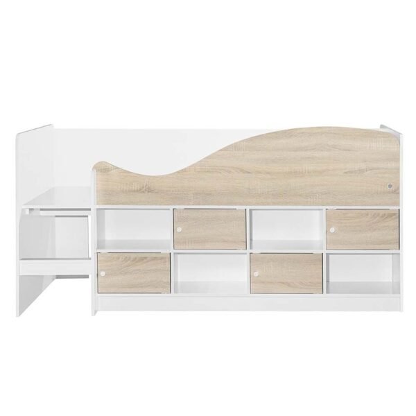 Kinder 90x190 Cabin Bed with Storage - White & Sonoma Oak