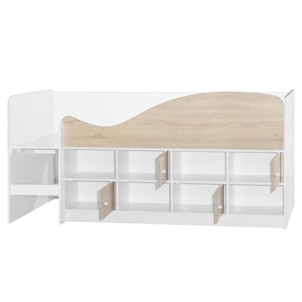 Kinder 90x190 Cabin Bed with Storage - White & Sonoma Oak