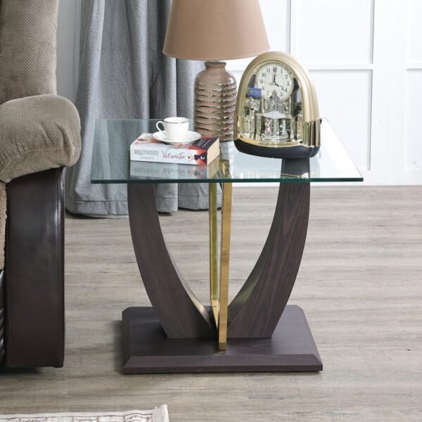 Vicente Glass End Table - Black / Golden