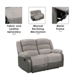 Greensboro 3+2+1 Fabric Manual Motion Recliner - Dark Grey