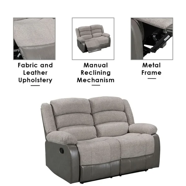 Greensboro 3+2+1 Fabric Manual Motion Recliner - Dark Grey