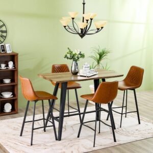 Gideon 1+4 Dining Set - Natural Oak / Brown
