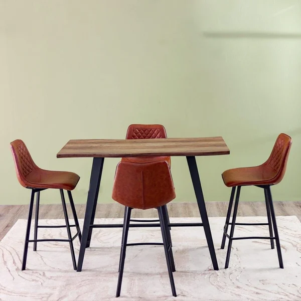Gideon 1+4 Dining Set - Natural Oak / Brown