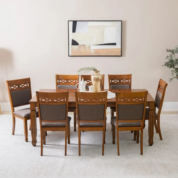 Tobago 1+8 Dining Set - Burnish Oak/Dark Brown