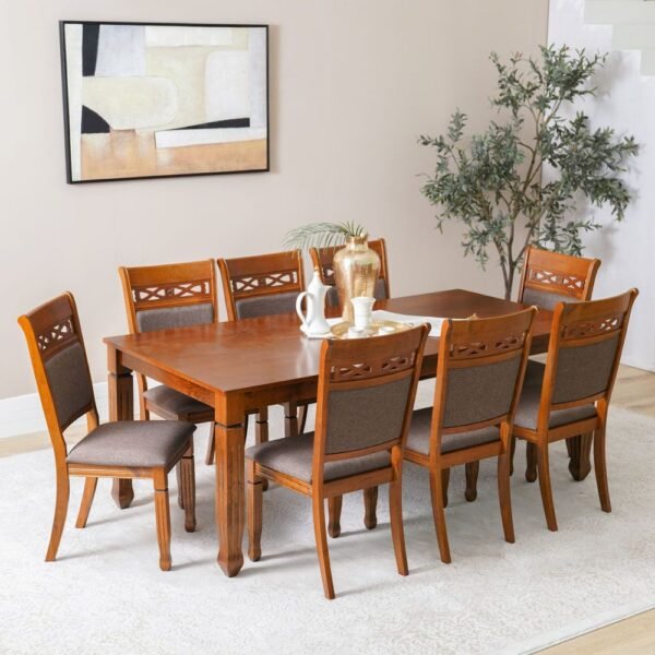 Tobago 1+8 Dining Set - Burnish Oak/Dark Brown