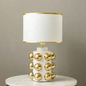 Hugo Ceramic Table Lamp - White - 28x28x47 cm