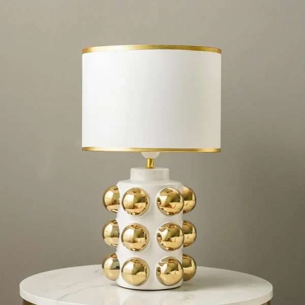 Hugo Ceramic Table Lamp - White - 28x28x47 cm