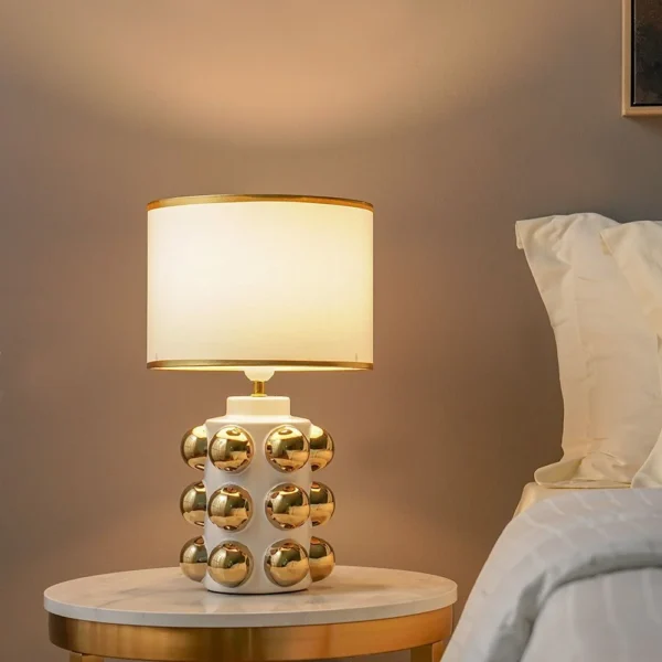 Hugo Ceramic Table Lamp - White - 28x28x47 cm