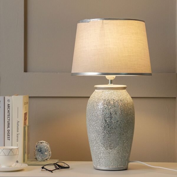 Hugo Ceramic Table Lamp - Silver - 30x30x53 cm