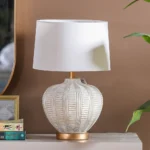 Jonathan Ceramic Table Lamp - (33x33x56 cm) - Antique White
