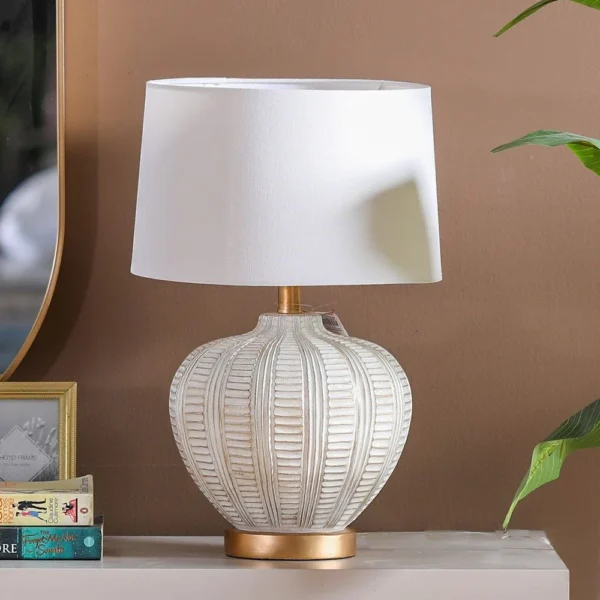 Jonathan Ceramic Table Lamp - (33x33x56 cm) - Antique White