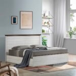 Pioneer 180x200 King Bed Set with 2 Nightstands & Dresser/Mirror - White Oak/Brown
