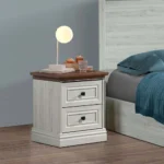 Pioneer 180x200 King Bed Set with 2 Nightstands & Dresser/Mirror - White Oak/Brown