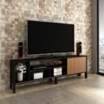 Cedro TV Rack - Up to 45 Inches - Black/Almond