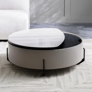 Arlong Round Coffee Table with Storage - Grey/Black