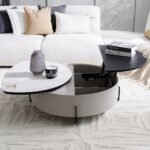 Arlong Round Coffee Table with Storage - Grey/Black