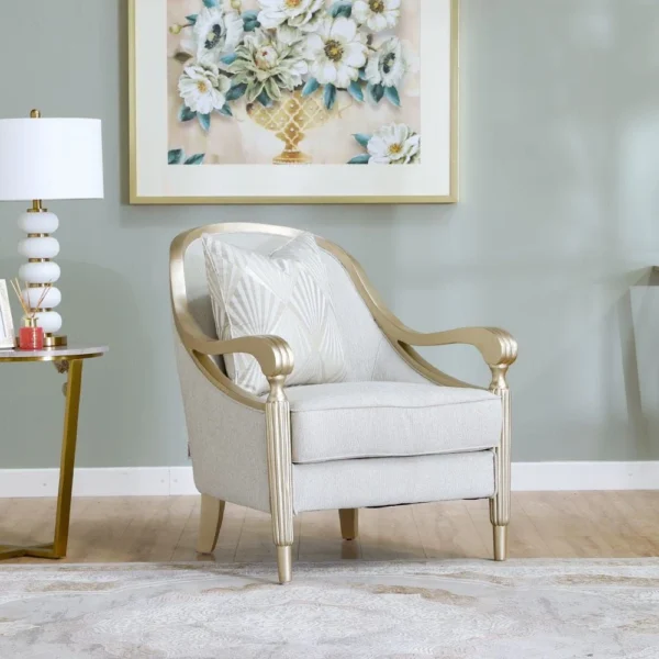 Mercedez 3+2+1 Fabric Sofa-Light Gray/Champange