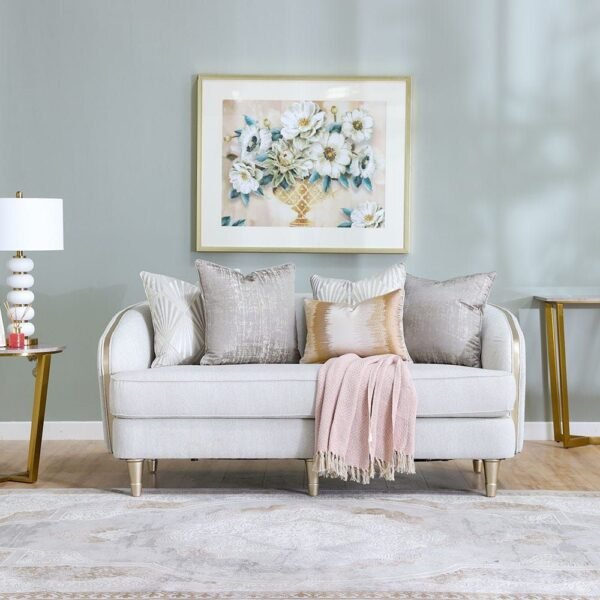 Mercedez 3+2+1 Fabric Sofa-Light Gray/Champange