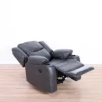 Marji 1-Seater Manual Air Leather Recliner with Storage and Cupholder - Charcoal