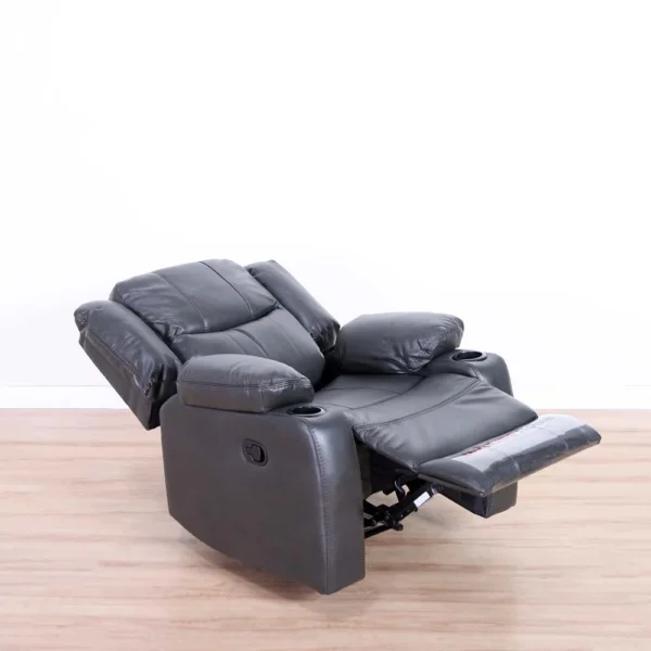 Marji 1-Seater Manual Air Leather Recliner with Storage and Cupholder - Charcoal