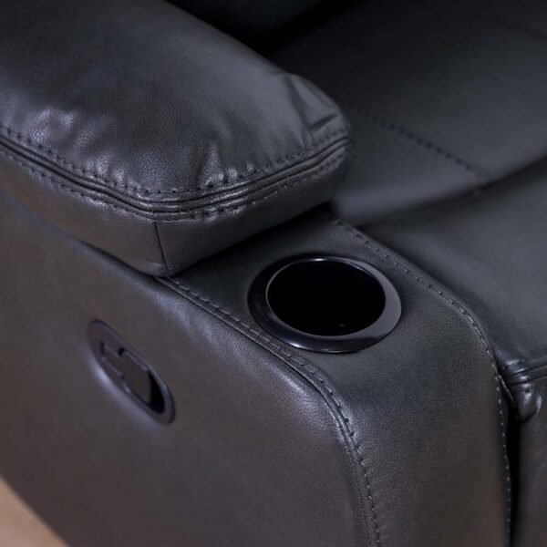 Marji 1-Seater Manual Air Leather Recliner with Storage and Cupholder - Charcoal
