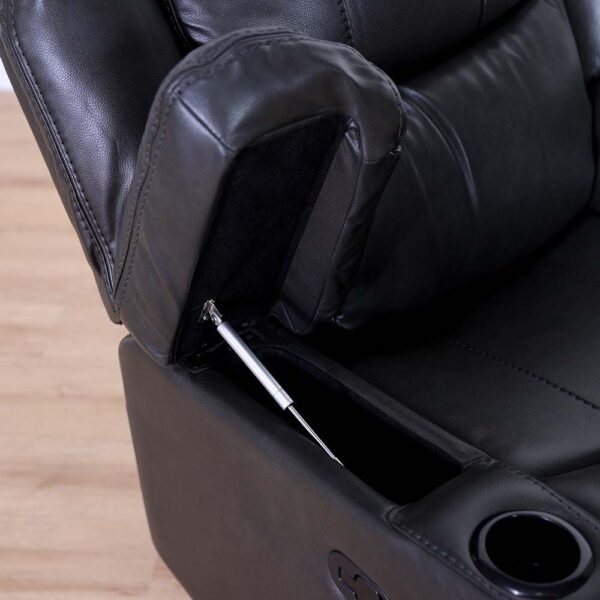 Marji 1-Seater Manual Air Leather Recliner with Storage and Cupholder - Charcoal