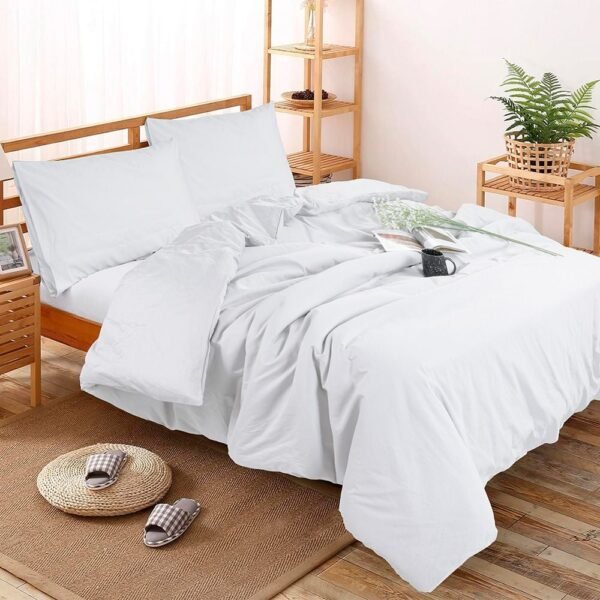 Pearl & Coal Super King Duvet Cover Set White 220X260 Cm & 50X75Cm